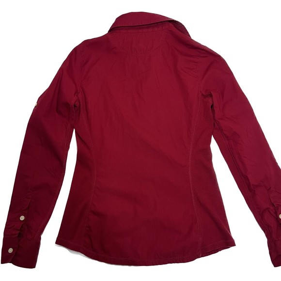 Converse One Star Womans Button Up Long Sleeve Shirt Red XS - Picture 3 of 5